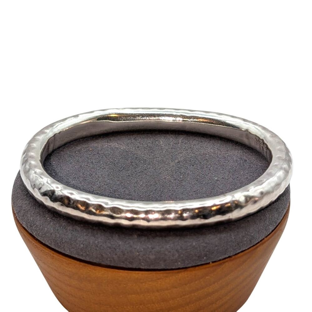 Vintage Signed HOB Mexico 925 Hammered Oval Bangle Bracelet 13.68g